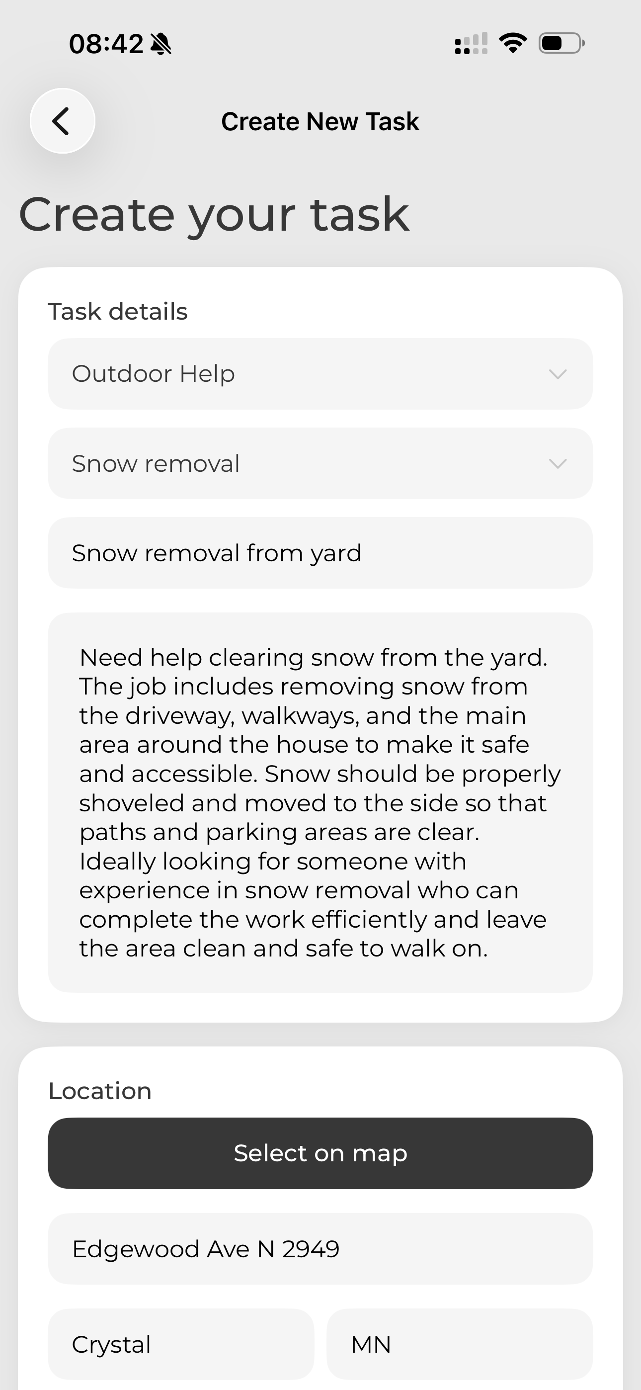 Task creation step 1